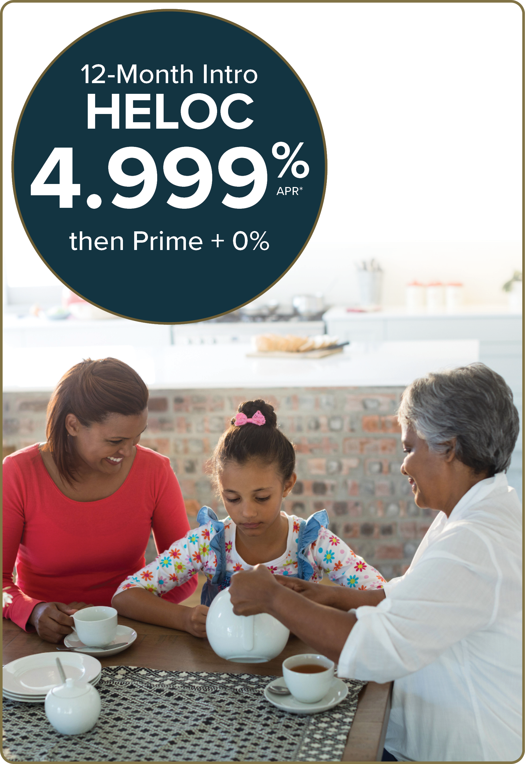 12-Month intro HELOC 4.999% APR, then Prime + 0%